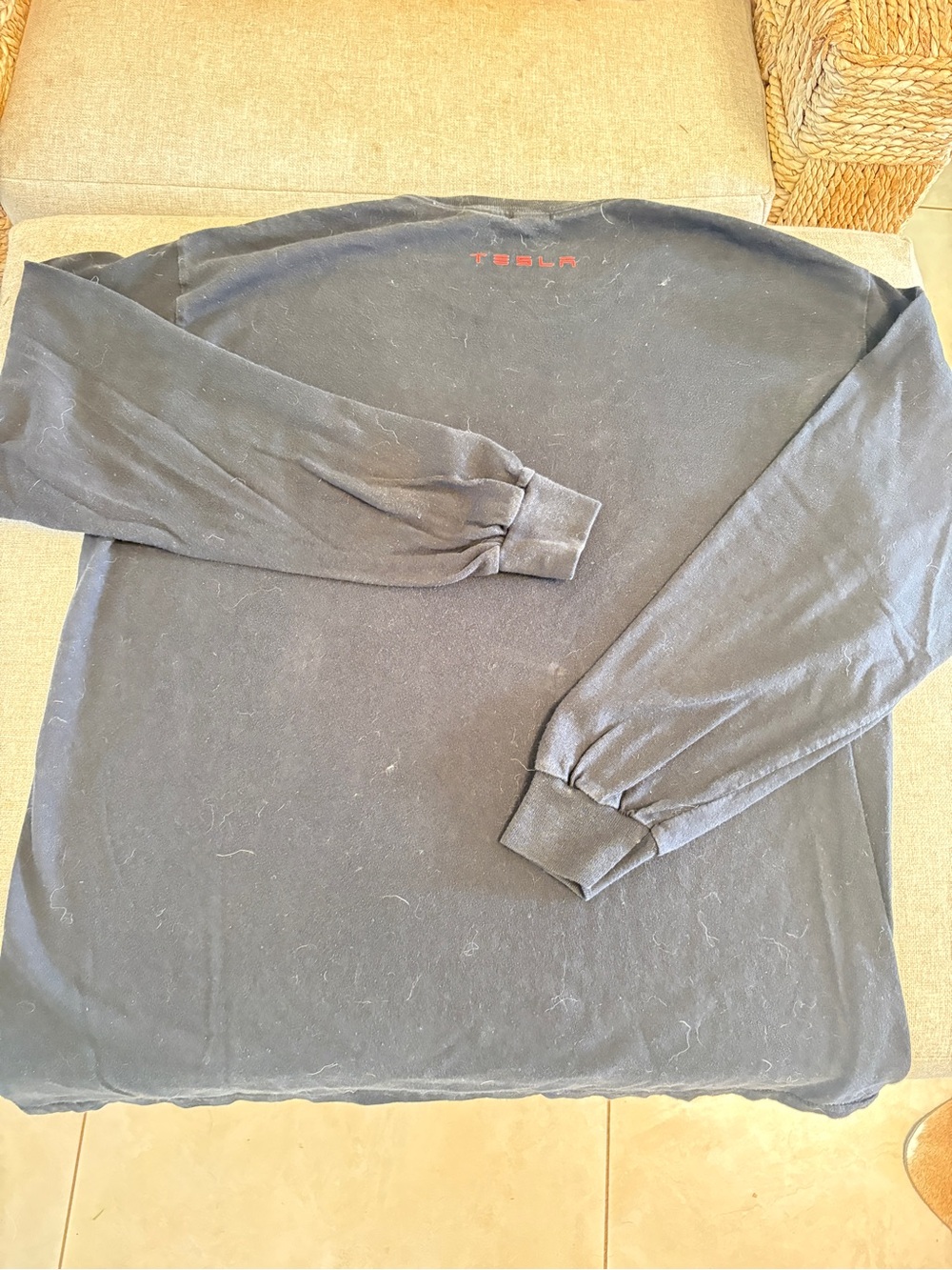 Gildan Long-Sleeve Crewneck Shirt - Charcoal with Red Logo - Picture 2 of 3